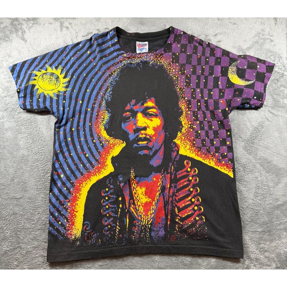 Vtg 1992 JIMI Hendrix Winterland All Over Print Shirt 90's SINGLE STITCH Large